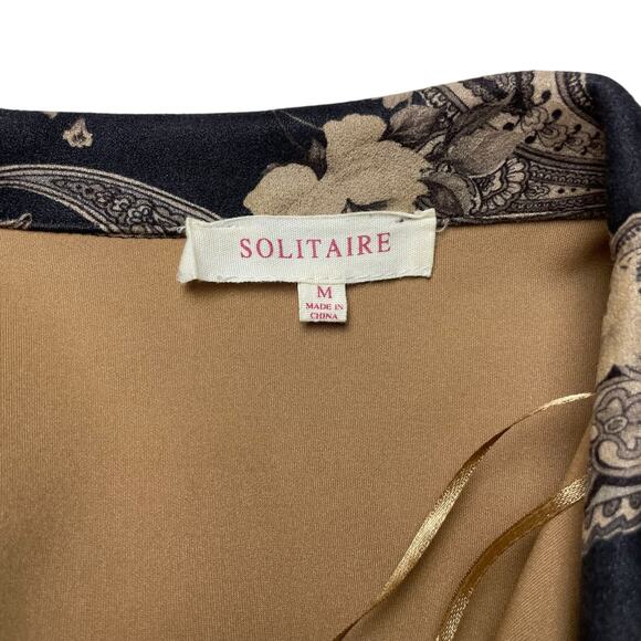 SOLITAIRE Faux Suede Floral Print Open Front Blazer Jacket Sz Medium - Picture 4 of 4